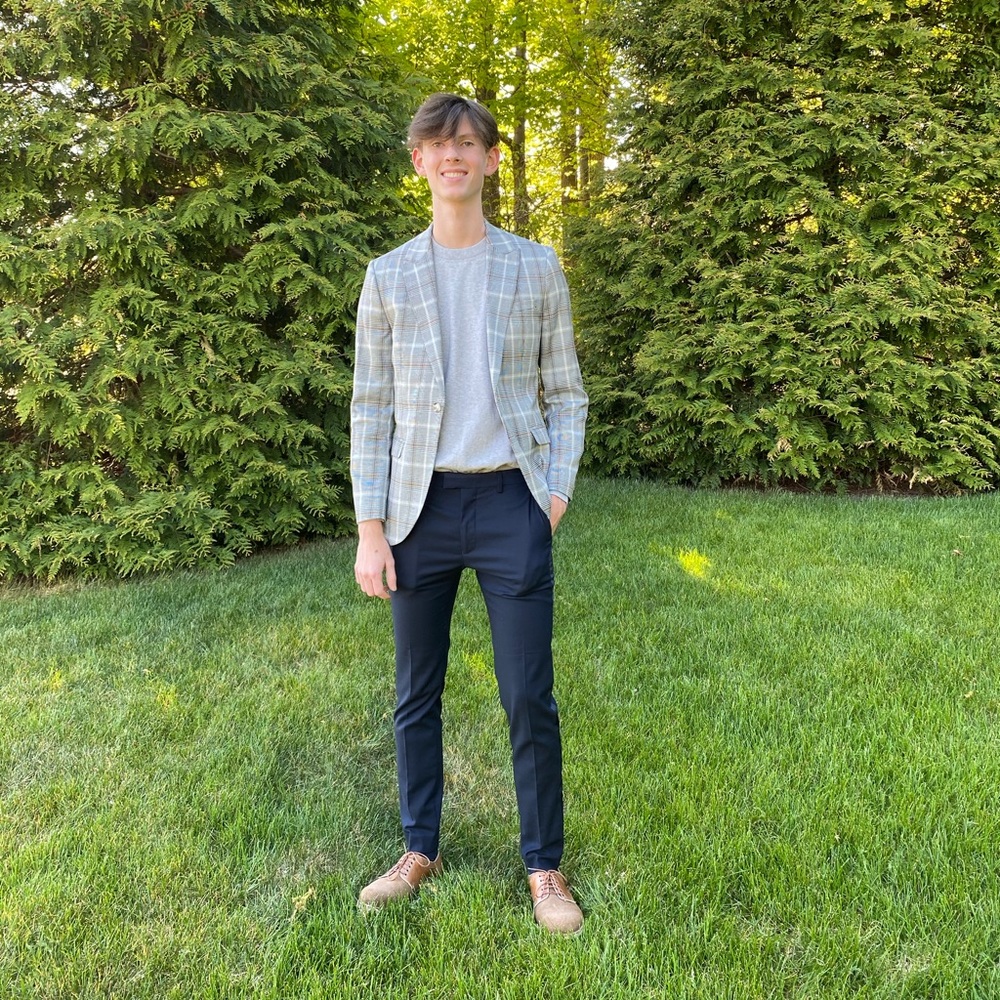 TopMan PROM Skinny Fit Blazer - gray plaid Size 34R